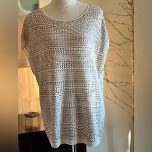 White House Black Market Beje and Gold Top Size L